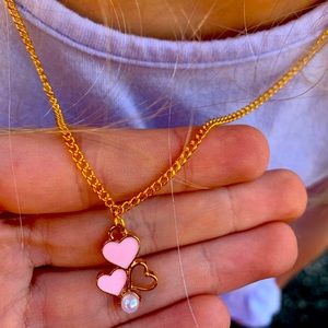 Pink and gold Heart necklace